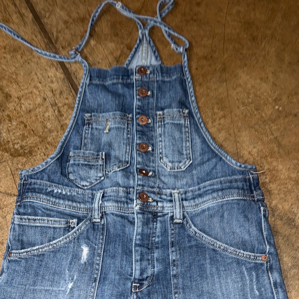 Pilcro Anthropologie painter Blue Denim Overalls size 26 - Picture 3 of 10